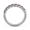 thumbnail image 3 of 0.60 Ct Round Shape Pink Sapphire Real Diamond Stunning Half Eternity Band for Ladies 14K White Gold Size 4.5, 3 of 7