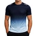 thumbnail image 7 of XFeng.Men's Gradient Color Quick Dry Athletic Short Sleeve T-Shirt, Breathable Crew Neck Running Sports Tee.Blue.L, 7 of 7