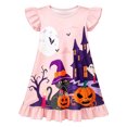 thumbnail image 4 of WhouRiu Girls Halloween Graphic Dresses Sleeveless Flutter Sleeve Crew Neck Dress Kids Comfortable Cute Party Nightgown,6-7 Years, 4 of 4