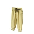 thumbnail image 2 of RXIRUCGD 1-10 Years Girls' Casual Solid Color Drawstring Warm Suede Straight Leg Ankle Pants Long Pants( Yellow, Size:140 ), 2 of 4
