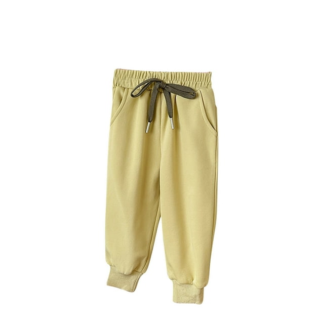 Yuyuzo Pantalon Bébé Élastique à Cordon Taille Haute Unisexe Enfants Bas Resserré avec Poches