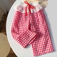thumbnail image 4 of ATOGUTA Girls Lounge Pants Wide Leg School Uniform Pants Kids Elastic Waist Flowy Summer Beach Lounge Trousers with Pockets Size 1T-11, Red, 4 of 7