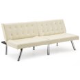 thumbnail image 4 of Gymax Split Back Futon Sofa Bed PU Convertible Couch Bed Recliner Sleeper Chrome Legs, 4 of 10