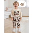 thumbnail image 4 of BemeyourBBs Baby Boys 3Pcs Western Outfits Long Sleeve Romper with Pants Hat Set, 4 of 9