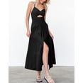 thumbnail image 4 of Vestido BTFBM 2025 sin mangas, escote en V, abertura frontal, negro, talla grande, 4 of 8