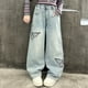 thumbnail image 2 of Odeerbi 5-15 Años Niñas Jeans de Pierna Ancha Pantalones de Denim Rasgados de Mariposa Pantalones de Vaquero Sueltos Ropa Exterior Casual Pantalones de Pierna Recta, 2 of 7