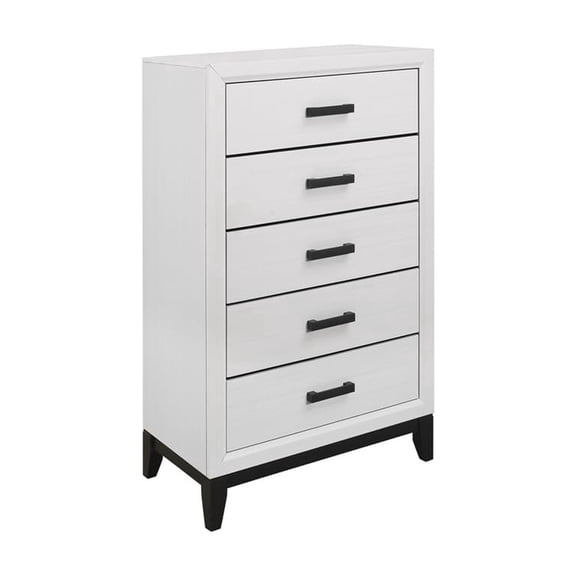 Global Furniture USA Kate White and Black 5-Drawer Bedroom Chest
