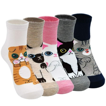 

Yinguo Socks Animal Cotton Cool Pairs Cat Socks 5 Colourful Design With Cartoon Women s Cute Socks