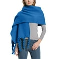 thumbnail image 4 of Audhol Womens Scarf Women Fall Winter Scarf Classic Tassel Plaid Scarf Warm Soft Chunky Large Blanket Wrap Shawl Scarves Scarf for Women Blue3 One Size, 4 of 4