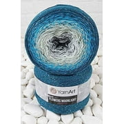 YarnArt Flowers Moonlight Glitter Cotton Yarn, Soft, Rainbow Crochet, Metallic Lurex handknit Shiny, Silvery Cake, Multicolor Cotton,1 Skein Weight 9.17oz Lenght 393.7 inches, 1 Fine Yarn (3289)
