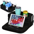 thumbnail image 4 of Couch Cup Holder Tray & Tablet Pillow Stand - Bed, Couch Caddy, Sofa, RV & Car - Holds Drinks, Snacks, Remotes, Phones, Tablet | Bed Cup Holder (Black), 4 of 8