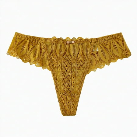 Meiodtion Underwear for Women High Waisted G String Cheeky Seamless Panty Thong Banded Waist Stretchable Panties  Gold  L