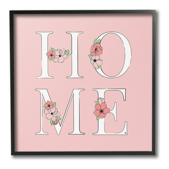 Stupell Industries Home with Flower Blossoms Botanical & Floral Painting Black Framed Art Print Wall Art, 12 x 12