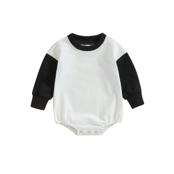 Bagilaanoe Newborn Baby Girl Boy Oversized Romper Sweatshirt Long Sleeve Bodysuits Contrast Color Pullover 6M 12M 18M 24M Infant Casual Tee Tops