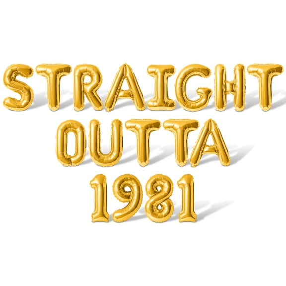 Letter Balloons - STRAIGHT OUTTA 1981 16" Inch Alphabet Letters Foil Mylar Balloon Birthday Party Banner (Gold)