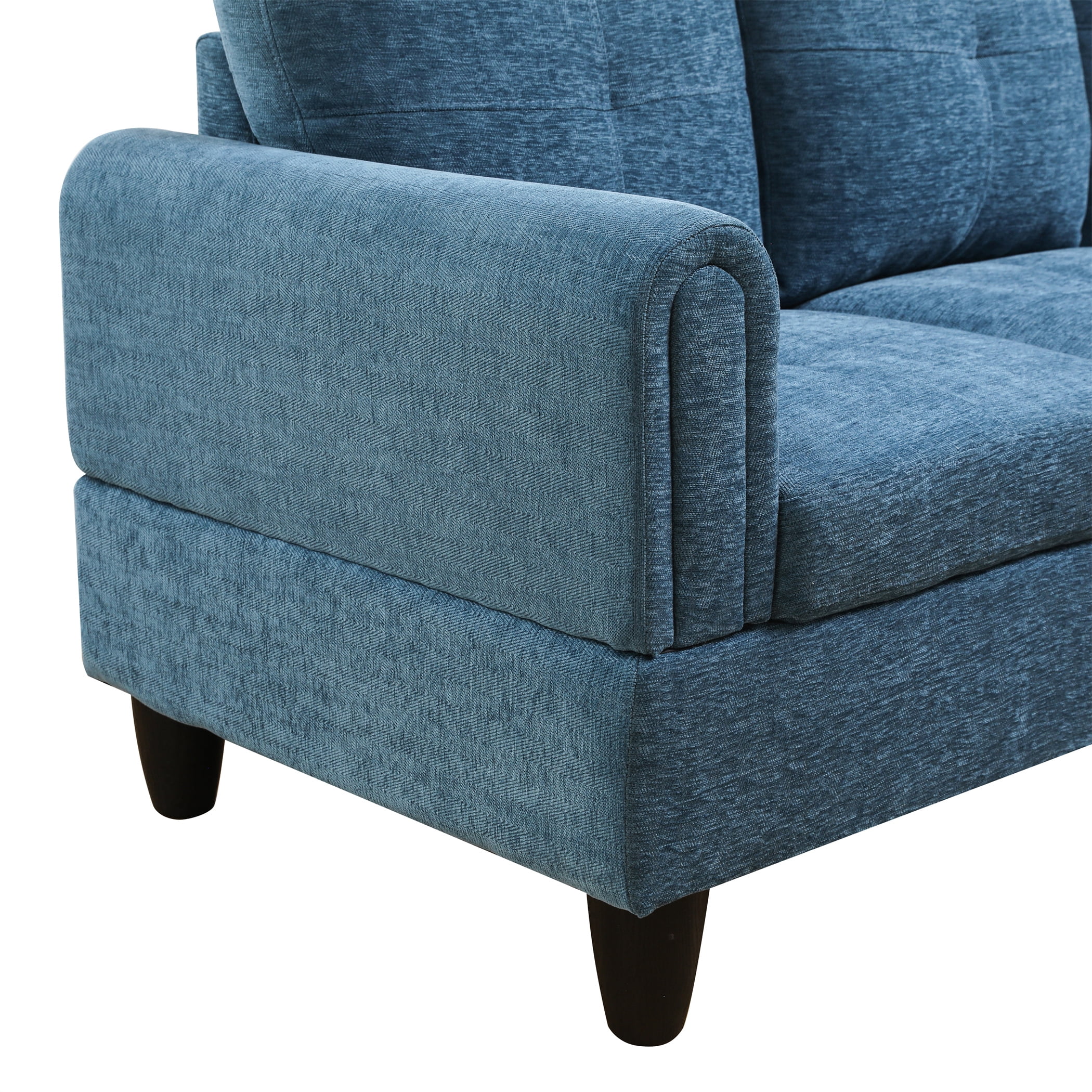 Aukfa 97" Classic Sectional Sofa 4 Seat L shape Couch with Oversized Right Chaise for Living Room, 2Pillows, Linen, Blue
