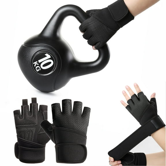 CxhicLuv Fitness Half-Finger Gloves with Wrist Guard, Antislip Shock-Absorbing Breathable Sports Gloves, Wear-Resistant Workout Gloves for Weightlifting, Cycling, Gym, and Outdoor Activities