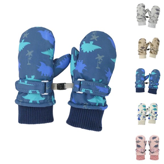 Bmisegm Kids Ski Snow Gloves Thermal Mittens Quick Drying Lined Boys Girls Winter Gloves Sports Mittens Blue_001 S