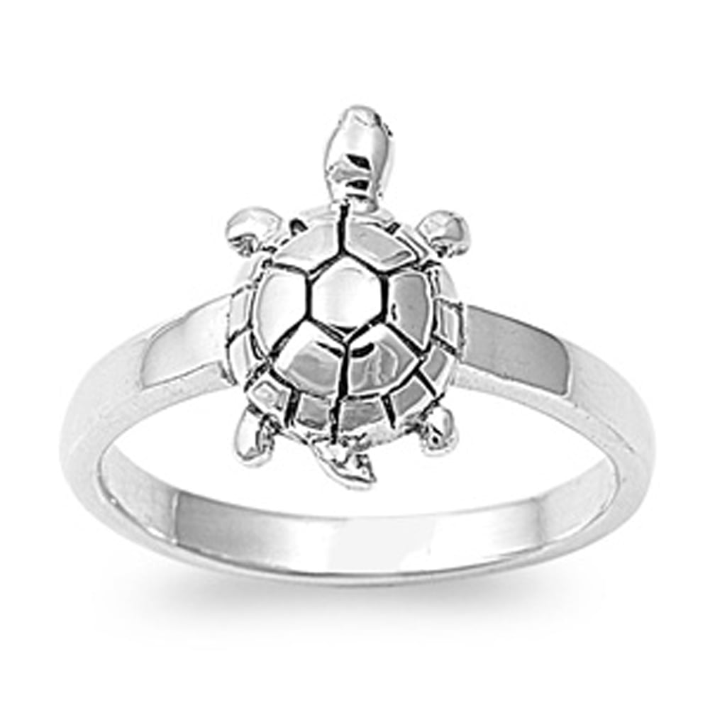 Sterling Silver Woman's Turtle Ring Wholesale Pure 925 Band New 14mm Sizes 4-11