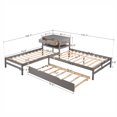 thumbnail image 5 of [US IN STOCK] L-Shaped Full Size and Twin Size Platform Beds with Twin Size Trundle and Drawer Linked with Built-in Rectangle Table,Gray, 5 of 9