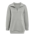 thumbnail image 4 of Kaprioy Womens Oversized Sweatshirts Half Zip Pullover Winter Clothing Quarter Zip Hoodies Long Sleeve Fall Fashion Shirts Clothes Grey, L, 4 of 5
