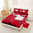 thumbnail image 2 of Erosebridal Cartoon Baseball Full Size Sheets, Sports Gaming Bed Sheets, Red Black, 4 Pieces, 2 of 5
