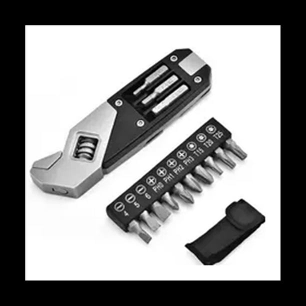 Llave Ajustable de Acero Inoxidable 17 en 1, Bolsillo Plegable, Multiherramienta, Llave Multifuncional, Kit de Puntas de Destornillador