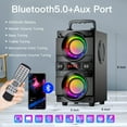 thumbnail image 6 of 60W (80W Peak) Portable Bluetooth Speaker with Double Subwoofer Heavy Bass, Bluetooth 5.0 Wireless 100ft Outdoor Speaker, Support FM Radio, LED Colorful Lights, Stereo Sound, for Home, Party, Tra, 6 of 6