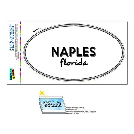 Naples, FL - Florida - Black and White - City State - Oval Laminated