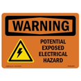 thumbnail image 1 of SignMission OS-WS-A-1218-L-12337 12 x 18 in. OSHA Warning Sign - Potential Exposed Electrical Hazard with Symbol, 1 of 1