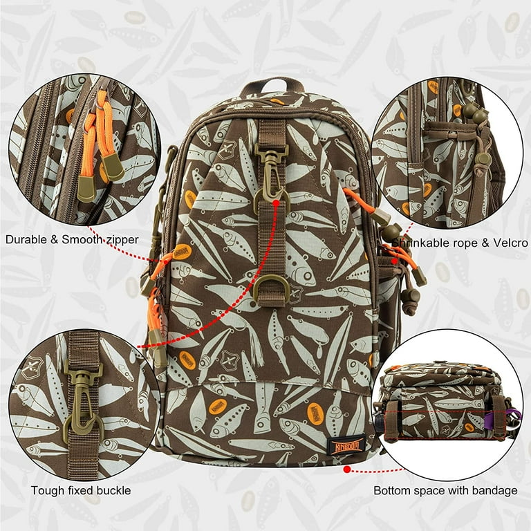 Kingdom Fishing Tackle Backpack Storage Bag, Water-Resistant