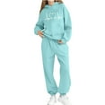 thumbnail image 5 of Conjunto de sudadera con capucha de manga larga para niños con estampado en forma de corazón y pantalones deportivos con lazo en las piernas, conjunto deportivo informal de dos piezas para niños, poli, 5 of 5