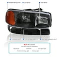thumbnail image 3 of Spec-D Tuning Black Headlights + Bumper Lights Compatible with 1999-2006 GMC Sierra 1500/2500/3500, Left + Right Pair Headlamps Assembly, 3 of 6