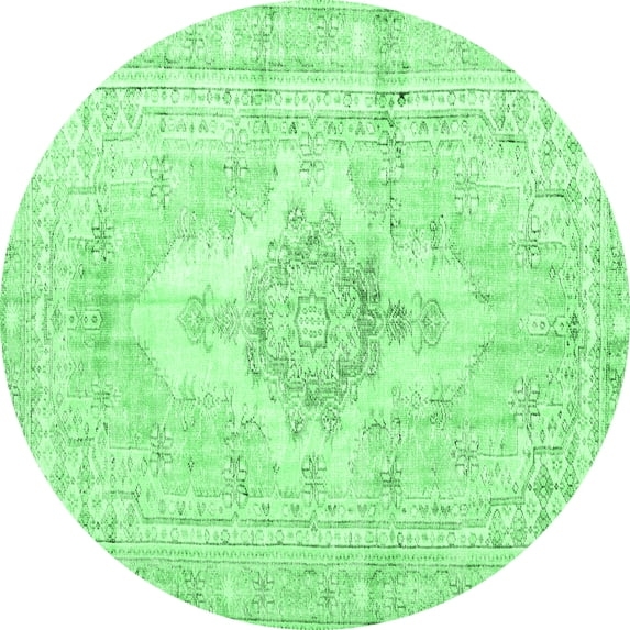 Ahgly Company Indoor Round Persian Emerald Green Bohemian Area Rugs, 4' Round
