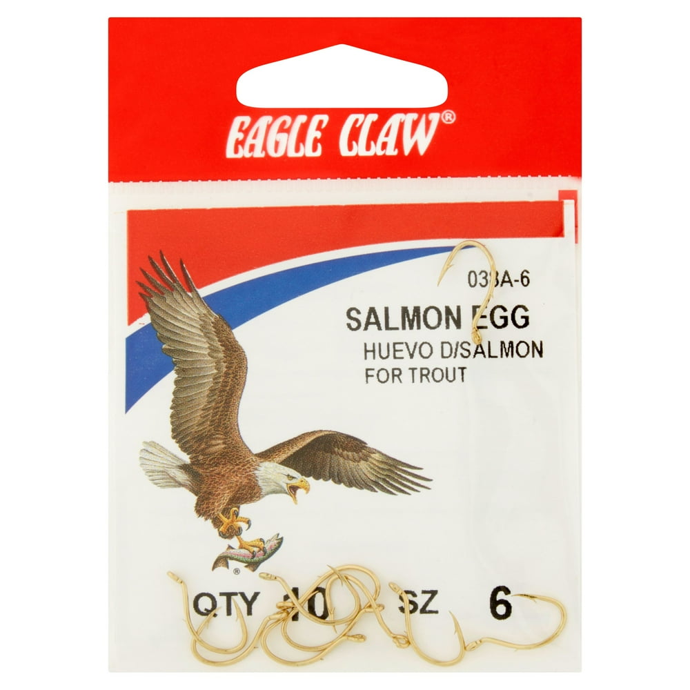 Eagle Claw 038AH6 Salmon Egg Fish Hooks, Gold, Size 6