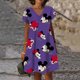 thumbnail image 3 of Vestido sexy de manga corta con escote en V y estampado negro puro de Mickey Mouse de Disney 2024, vestido largo informal versátil y sexy para mujer, 3 of 5