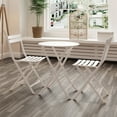 thumbnail image 4 of 3 Piece Patio Bistro Set of Foldable Round Table and Chairs, White Front Porch Outdoor Patio Furniture Table and Chairs Set, 4 of 6