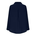 thumbnail image 6 of Women Tops Button Shirts V Neck Loose Blouse Longt Sleeve Casual Work Tunic Navy XL, 6 of 7