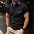 thumbnail image 2 of Beugl Mens Shirts Clearance, Men's Fashion Spring and Summer Buttons Casual Short Sleeve Lapel Neck Shirt Solid Color Tops Golf Shirts for Men, Polo Shirts for Men Black S, 2 of 5