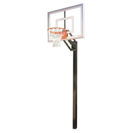 Champ Turbo Steel-Glass In Ground Adjustable Basketball System, Royal