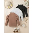 thumbnail image 2 of Bagilaanoe Pack of 3 Toddler Baby Girls T-shirt Long Sleeve Turtleneck Solid Fall Tops 2T 3T 4T 5T 6T Kids Casual Clothes, 2 of 9
