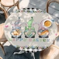 thumbnail image 2 of Easter Round Tablecloth, Fitted Table Cover with Elastic for 45"-54" Round Tables, Vintage Farmhouse Gnomes Bunny Colorful Eggs Flower Table Cloth Outdoor Indoor Dinning Party Waterproof Tablecloths, 2 of 7