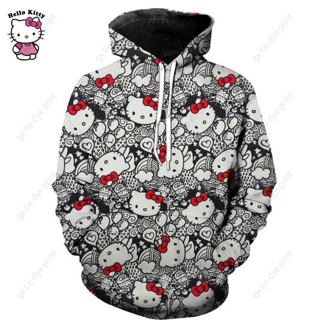 Sudadera con capucha de Hello Kitty para hombre y mujer, sudadera con capucha, sudadera con capucha para hombre y mujer, sudadera con capucha de hip hop para estudiantes