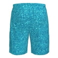 thumbnail image 6 of Kll Blue Glitter Men'S Casual Summer Beach Shorts Hawaiian Shorts With Pockets-Small, 6 of 9