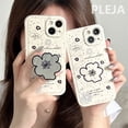 thumbnail image 2 of Funda de teléfono con pintura de flores Simple Ins para iPhone 14, 11, 12, 13 Pro Max, cubierta suave, lindas fundas con soporte de flores de espejo para 12 Pro Max Fivean unisex, 2 of 2