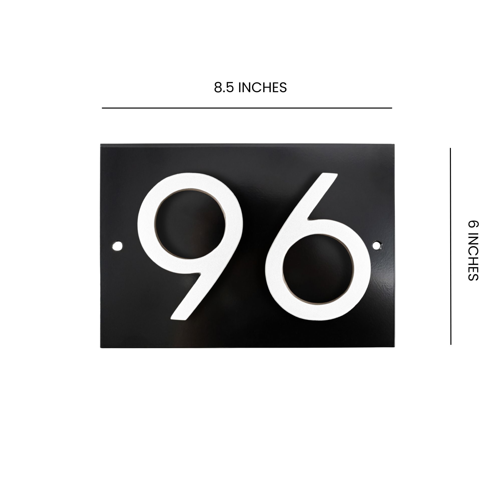Floating Modern 4" Number Horizontal Address Plaque (2 characters) - Black/White