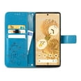 thumbnail image 5 of Wallet Case for Google Pixel 6A with Card Slots Holder Magnetic Clasp Kickstand Flip Folio Cover, Exquisite Flower Pattern PU Leather Soft Silicone Shockproof Protective Cover,Blue, 5 of 12