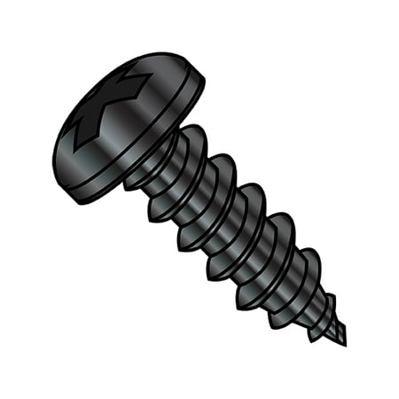 

6-20X1 1/2 Phillips Pan Self Tapping Screw Type A B Fully Threaded Black Oxide (Pack Qty 4 500) BC-0624ABPPB