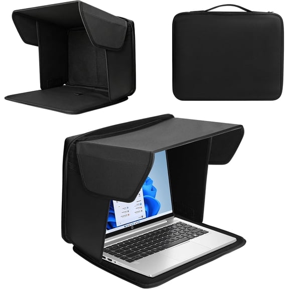 Laptop Sun Shade, Fits 12-16 Inch Laptops, Anti-Glare Privacy Screen Hood for Working Outside, Foldable Portable Computer Sun Shield for Outdoor Work, Travel, Beach, Camping and Remote Office