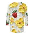 thumbnail image 4 of CYMMPU 3/4 Sleeve Blouses for Women Dressy Casual Spring Tops Flower Printed Summer Fashion Shirts Loose Fit Tunic Tops Round Neck Lightweight Basic T-Shirts Multicolor XXXXL, 4 of 5